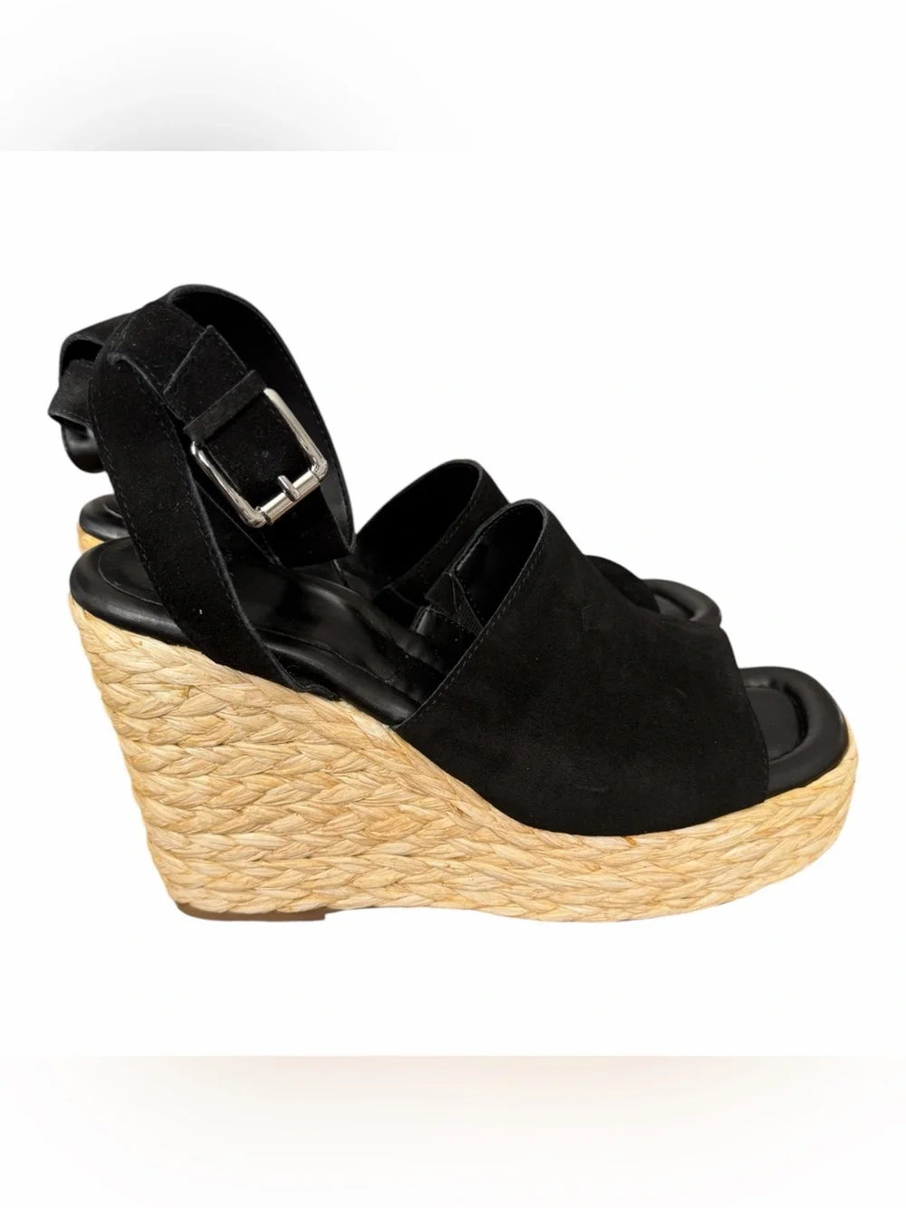 Marc Fisher Black Espadrille Wedges with Ankle Strap